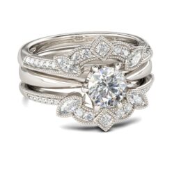 Jeulia Vintage Sterling Silver Enhancer Ring Set