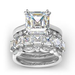 Jeulia 4PC Asscher Cut Sterling Silver Ring Set