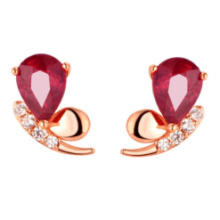 Bông tai Vàng 14K đính đá Ruby PNJ Sắc Xuân RBXMX000001