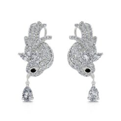 Jeulia "Messenger of Good Fortune" Magpie Sterling Silver Drop Earrings