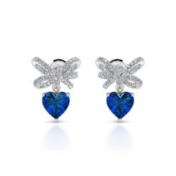 Jeulia Bowknot Love Heart Sterling Silver Earrings