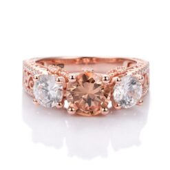 Jeulia Vintage Three Stone Round Cut Sterling Silver Ring