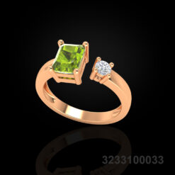 Contemporary Peridot and Diamond Open Ring