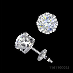 Crown Setting Diamond Stud Earrings