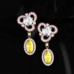 Yellow Sapphire Diamond Dangling Earrings