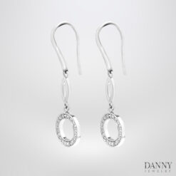 Bông tai đá Cz - Bạc 925 xi Rhodium - BT0060