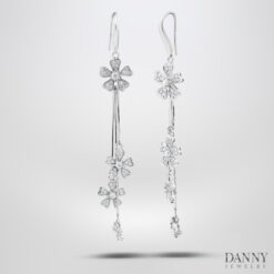 Bông tai đá Cz - Bạc 925 xi Rhodium - BT0067