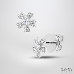 Bông tai đá Cz - Bạc 925 xi Rhodium - BT0068