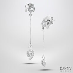 Bông tai đá Cz - Bạc 925 xi Rhodium - BT0071