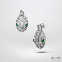 Bông tai Rắn đá CZ Thổ Nhĩ Kỳ - Bạc 925 - Xi Rhodium - BT007TNK