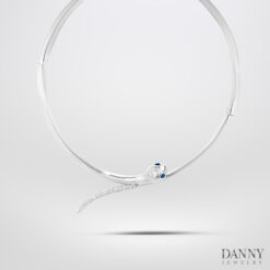 Vòng cổ biểu tượng rắn gắn đá Sapphire - Cz - Bạc 925 - xi Rhodium - N0053 - LT011 - DC005