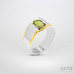Nhẫn nam đá Lemon Quartz - Bạc 925 xi Rhodium viền vàng - HNN002