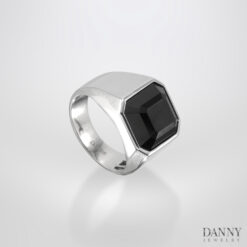 Nhẫn nam bạc 925 xi Rhodium đá Onyx “Black mirror” - JI2GAB001 - N0001