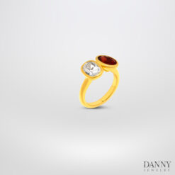 Nhẫn nữ Garnet - Zircon, Bạc 925 xi vàng 18k - N0083