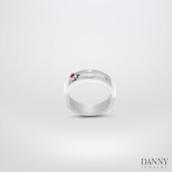 Nhẫn bạc đính đá sapphire - xi rhodium - N0094