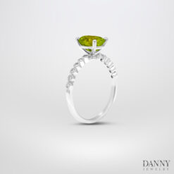 Nhẫn đá Peridot - Cz, Bạc 925 xi Rhodium - N0100