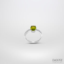Nhẫn đá Peridot - Cz, Bạc 925 xi Rhodium - N0101