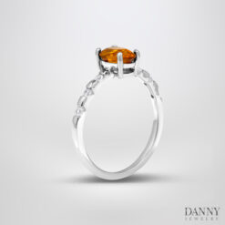 Nhẫn đá Citrine - Cz, Bạc 925 xi Rhodium - N0107