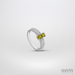 Nhẫn đá Peridot - Cz, Bạc 925 xi Rhodium - N0111