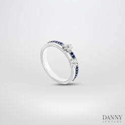 Nhẫn đá Sapphire - Cz, Bạc 925 xi Rhodium - N0116