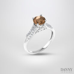 Nhẫn đính đá Smoky - Bạc 925 xi Rhodium - N0129