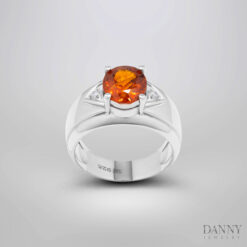 Nhẫn Nam Garnet ,2cz, Bạc 925,Xi Rhodium - SP7225100022