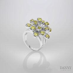 Nhẫn Bạc 925 Gắn đá Peridot, Xi Rhodium - SPLRA1019