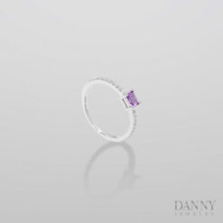 Nhẫn Bạc 925 gắn đá Amethyst, Xi Rhodium - SP3225100156